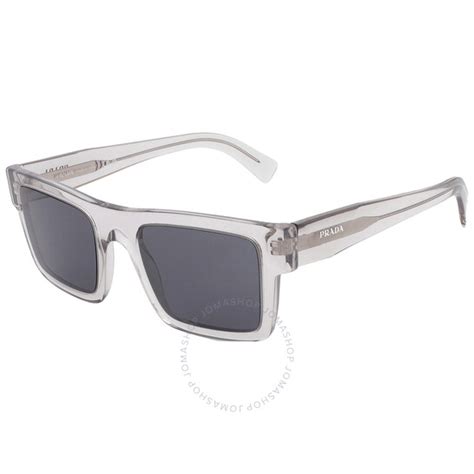 Prada Dark Grey Rectangular Men's Sunglasses PR .